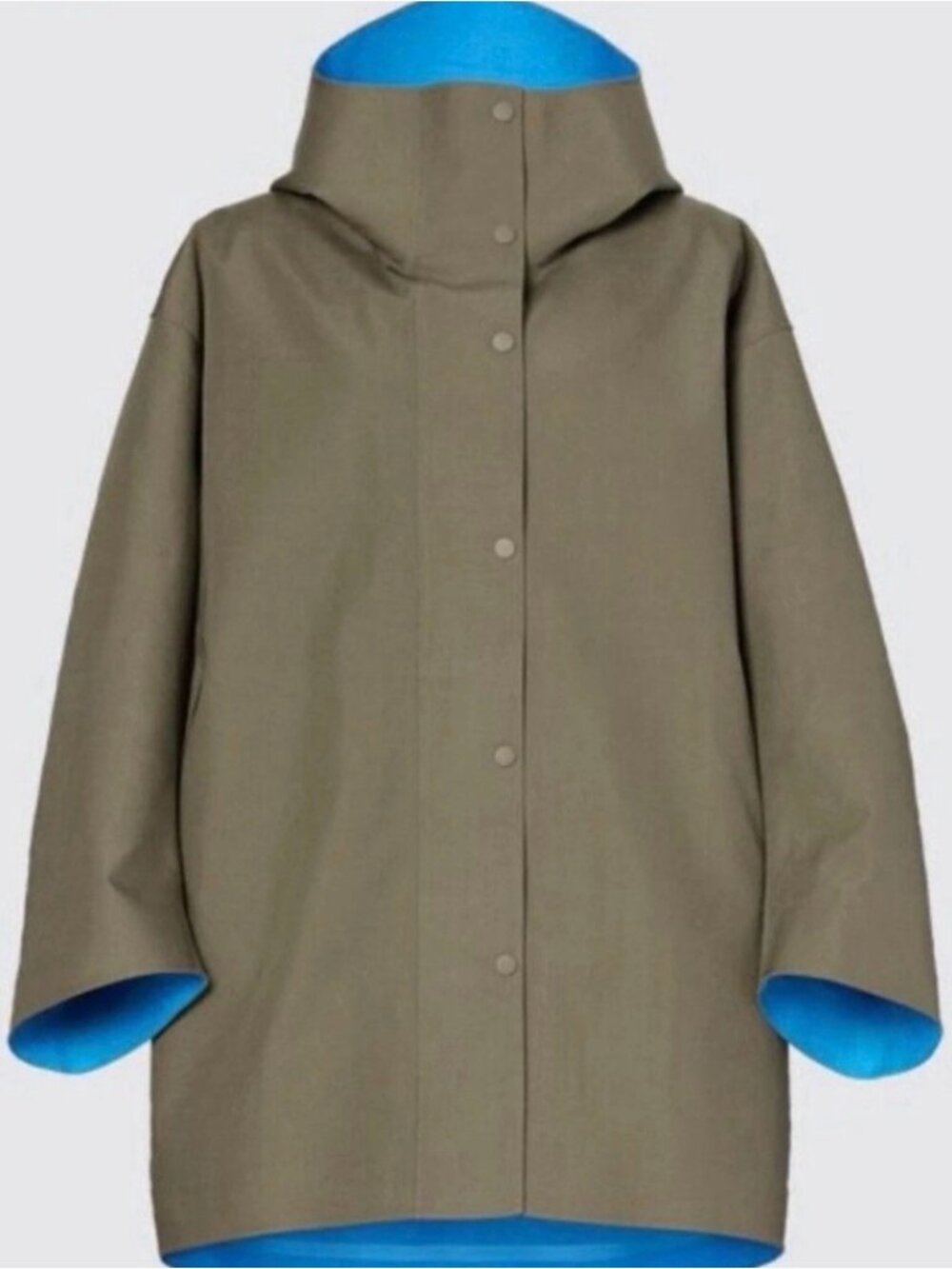 Uniqlo MARNI Blocktech Half Coat Khaki Blue Size XXL (US XL) Zip Button Hooded - Picture 3 of 5